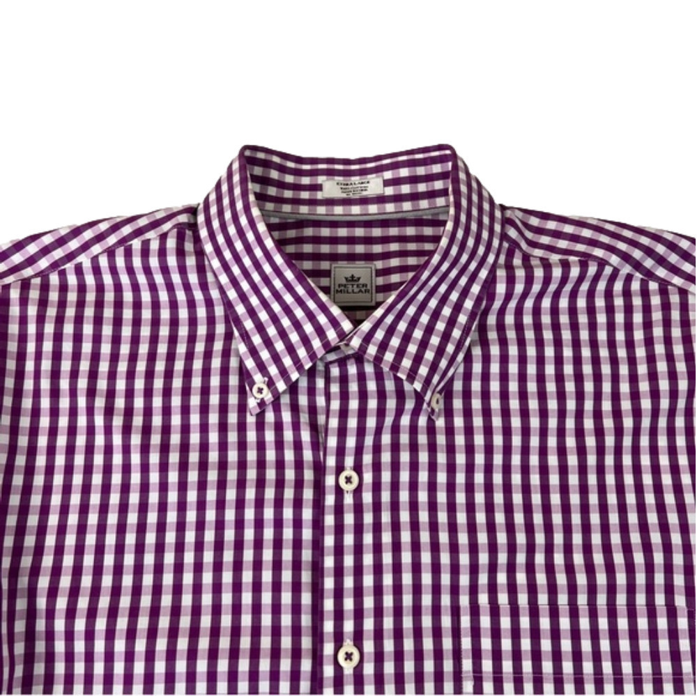 Men's Peter Millar Pink Check Casual Button Up Shirt